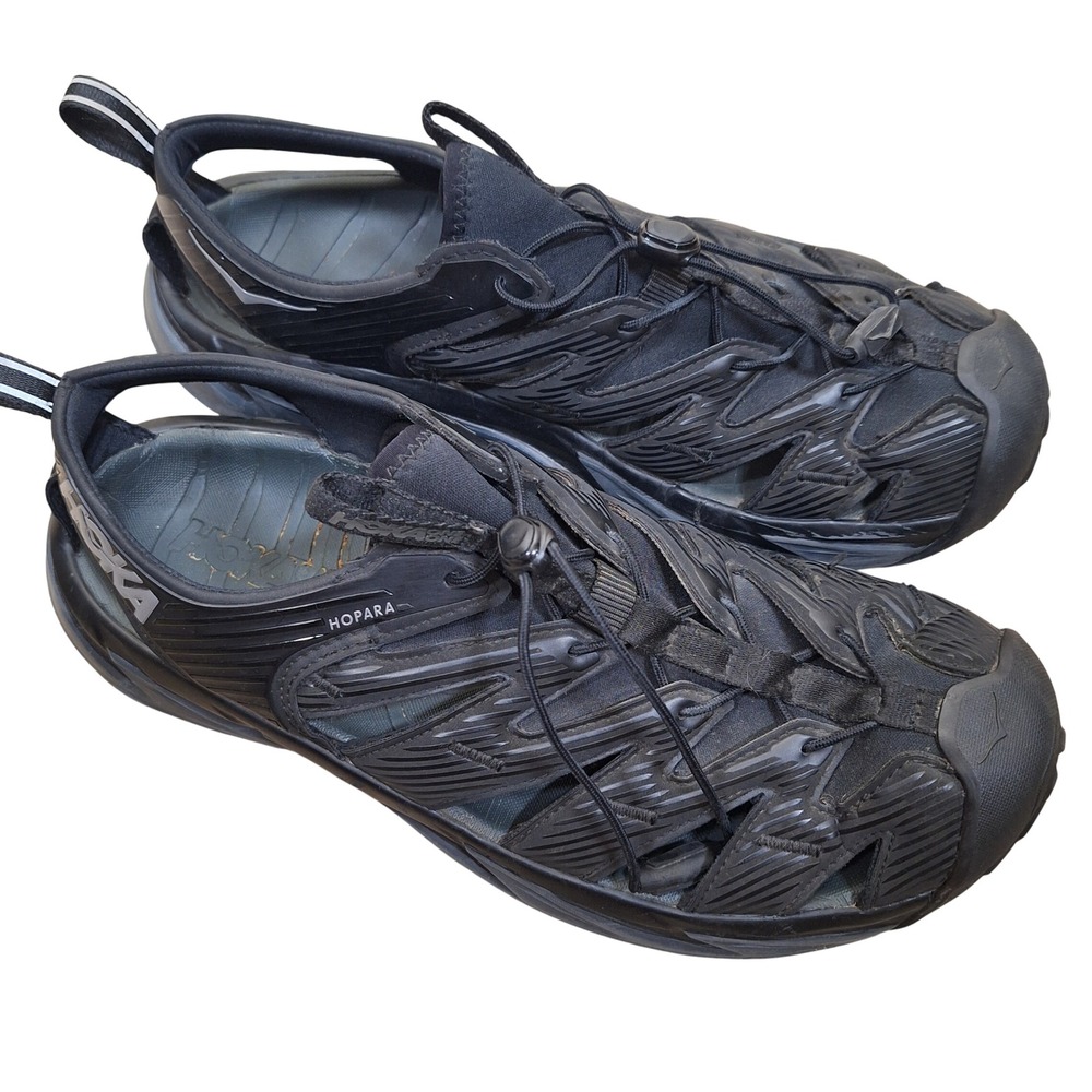 Hoka Hopara Mens Trail Hiking Sandals Black Hi Vis Reflective Safety 11